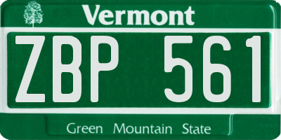 VT license plate ZBP561