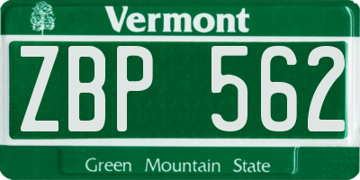 VT license plate ZBP562