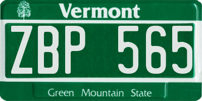 VT license plate ZBP565