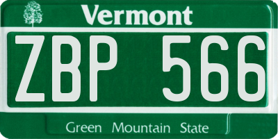 VT license plate ZBP566