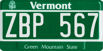 VT license plate ZBP567