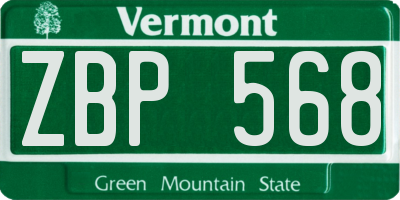 VT license plate ZBP568