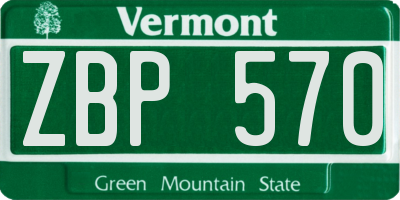 VT license plate ZBP570