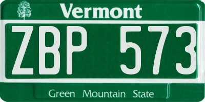 VT license plate ZBP573