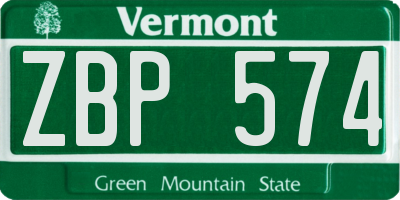 VT license plate ZBP574