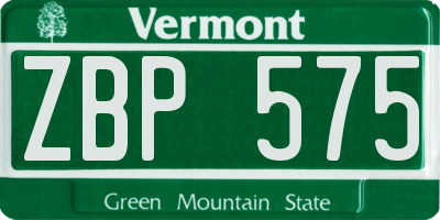 VT license plate ZBP575