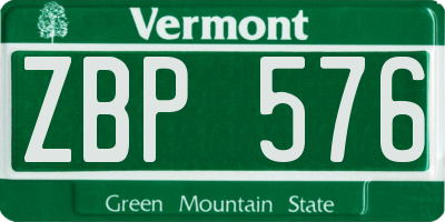 VT license plate ZBP576