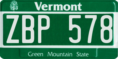VT license plate ZBP578