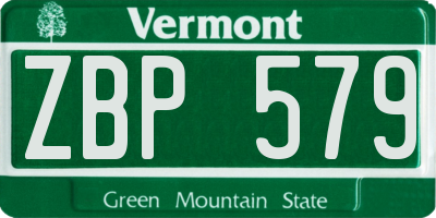 VT license plate ZBP579