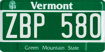VT license plate ZBP580
