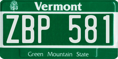 VT license plate ZBP581
