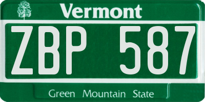 VT license plate ZBP587