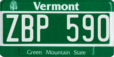 VT license plate ZBP590