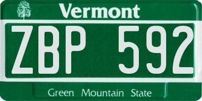 VT license plate ZBP592