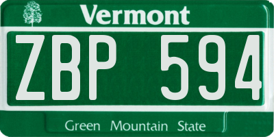 VT license plate ZBP594