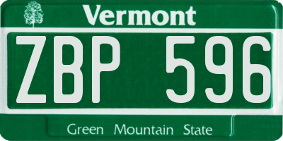 VT license plate ZBP596