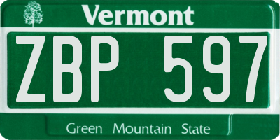 VT license plate ZBP597