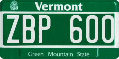 VT license plate ZBP600