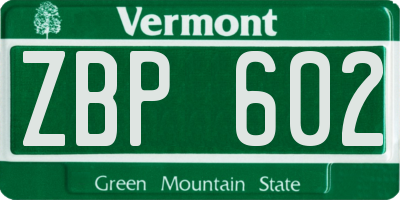 VT license plate ZBP602
