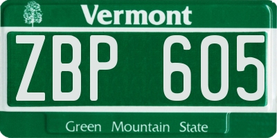 VT license plate ZBP605