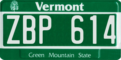VT license plate ZBP614