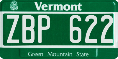 VT license plate ZBP622