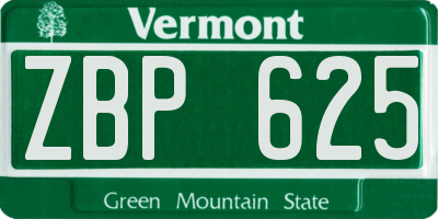 VT license plate ZBP625