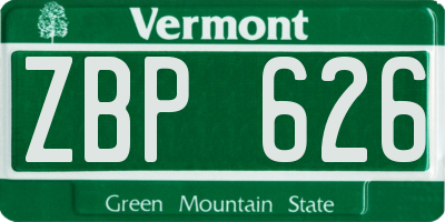VT license plate ZBP626