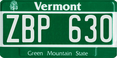 VT license plate ZBP630