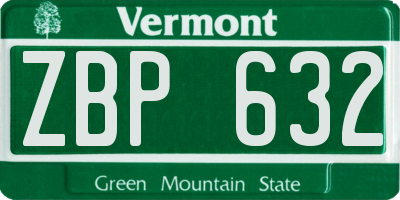 VT license plate ZBP632
