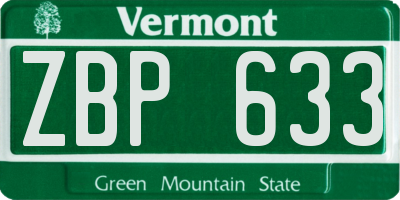 VT license plate ZBP633