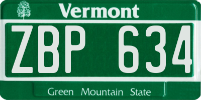 VT license plate ZBP634