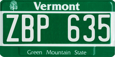 VT license plate ZBP635