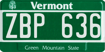 VT license plate ZBP636