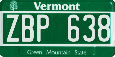 VT license plate ZBP638