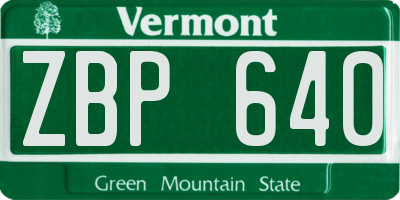 VT license plate ZBP640