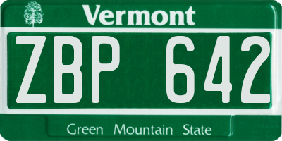 VT license plate ZBP642