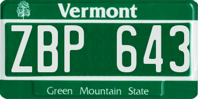 VT license plate ZBP643