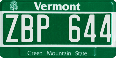 VT license plate ZBP644