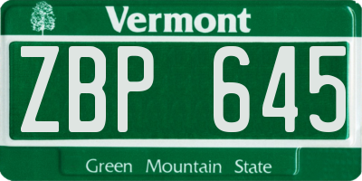 VT license plate ZBP645