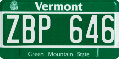 VT license plate ZBP646