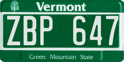 VT license plate ZBP647