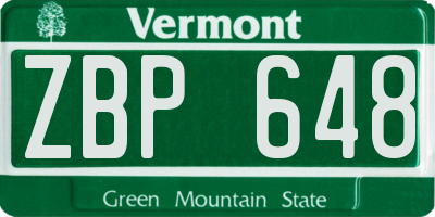 VT license plate ZBP648