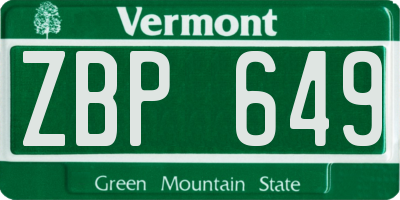 VT license plate ZBP649