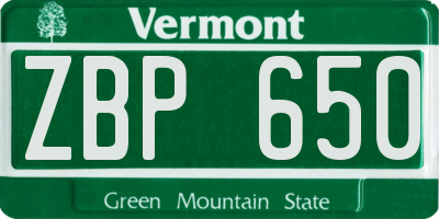 VT license plate ZBP650
