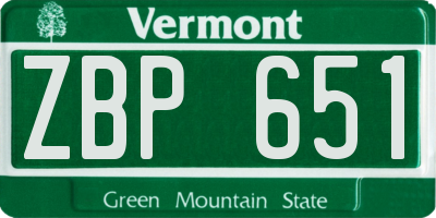 VT license plate ZBP651