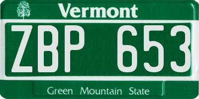 VT license plate ZBP653