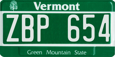 VT license plate ZBP654