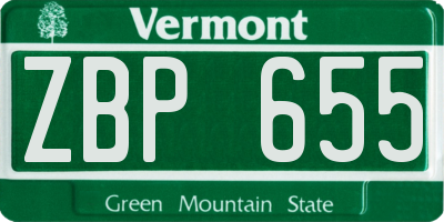 VT license plate ZBP655