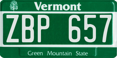 VT license plate ZBP657